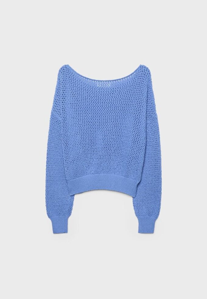 Maglione in maglia a rete con scollo a barchetta Maglione in maglia a rete con scollo a barchetta