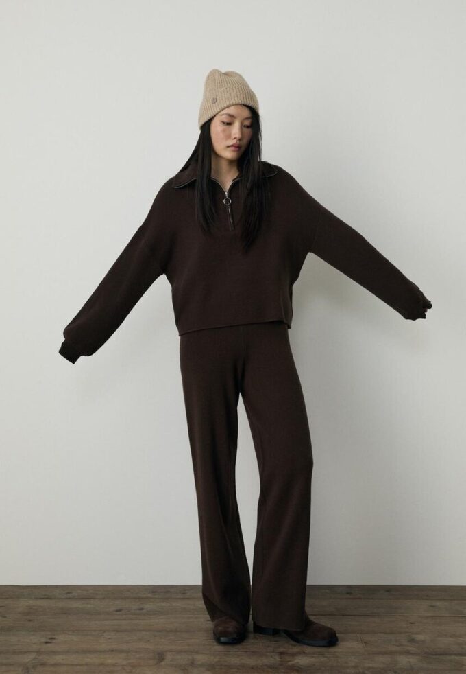 Maglione in maglia con zip Maglione in maglia con zip