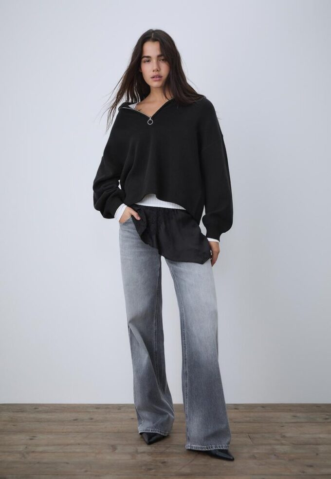 Maglione in maglia con zip