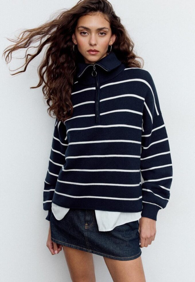 Maglione in maglia con zip Maglione in maglia con zip
