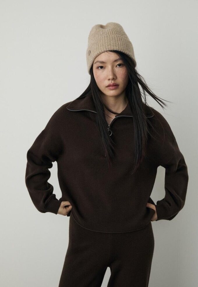 Maglione in maglia con zip Maglione in maglia con zip