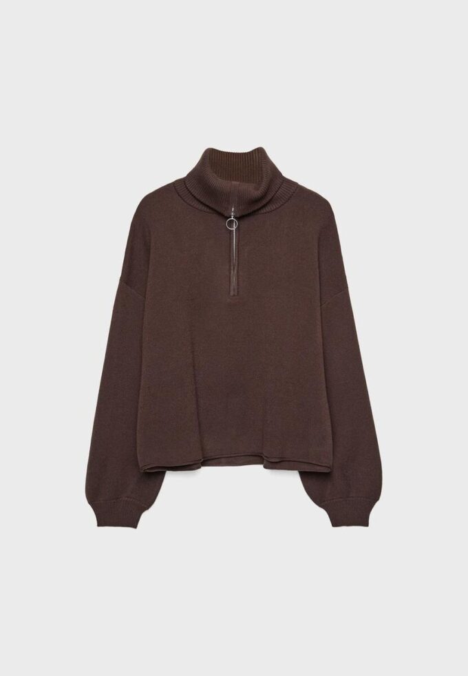 Maglione in maglia con zip Maglione in maglia con zip