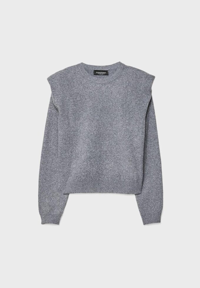 Maglione lavorato a maglia con spalle imbottite