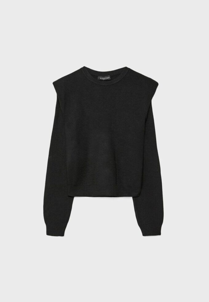 Maglione lavorato a maglia con spalle imbottite