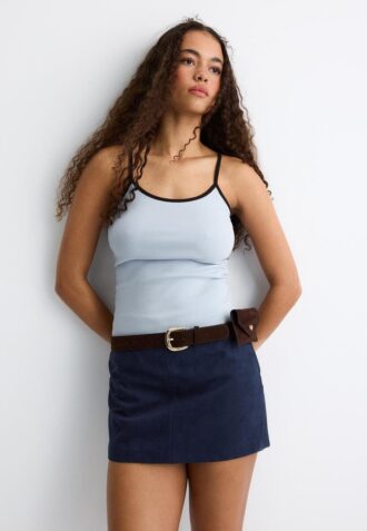 Mini Skort in finta pelle scamosciata