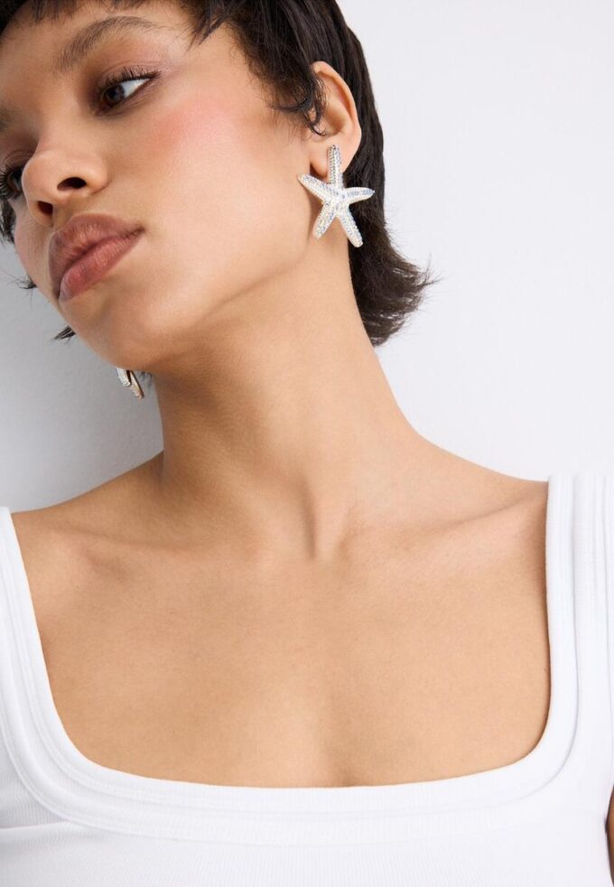 Orecchini a bottone a forma di stella marina