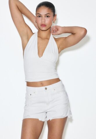 Pantaloncini in denim strappato D75