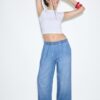 Pantaloni fluidi in denim con coulisse