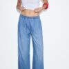 Pantaloni fluidi in denim con coulisse