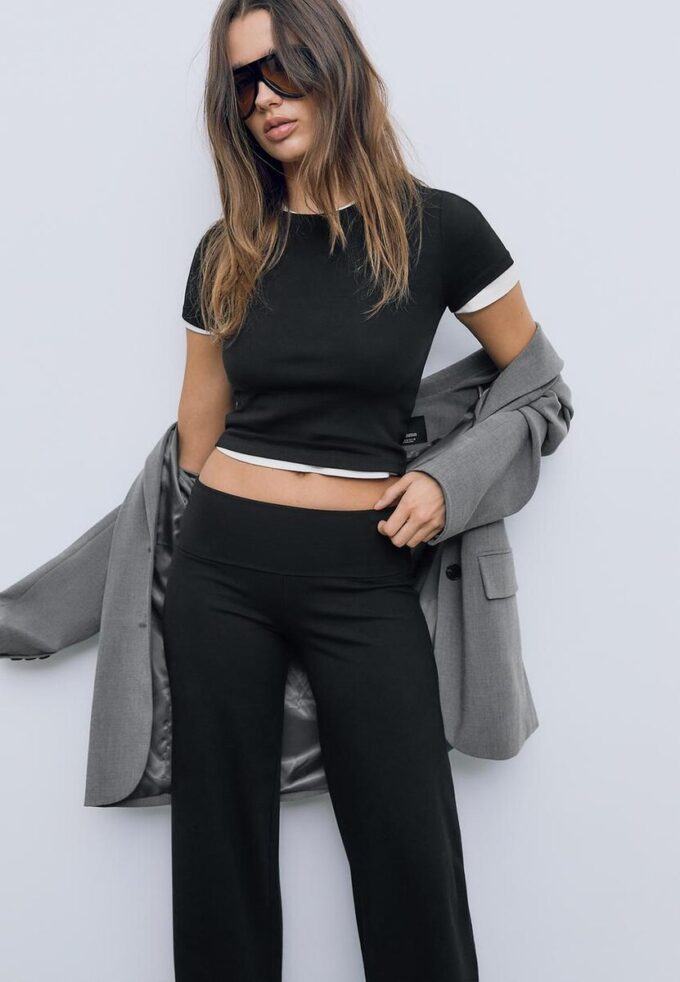 Pantaloni in rete con vita ripiegata