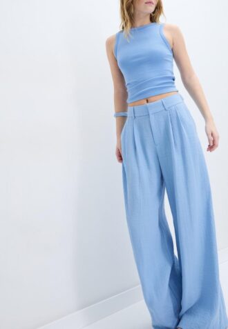 Pantaloni rustici Wide Leg con bottoni regolabili
