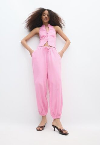 Pantaloni sarouel effetto lino