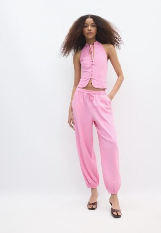 Pantaloni sarouel effetto lino