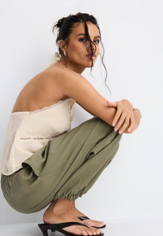 Pantaloni sarouel in lyocell Pantaloni sarouel in lyocell