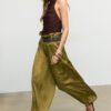 Pantaloni sarouel in raso con cintura