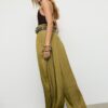 Pantaloni sarouel in raso con cintura