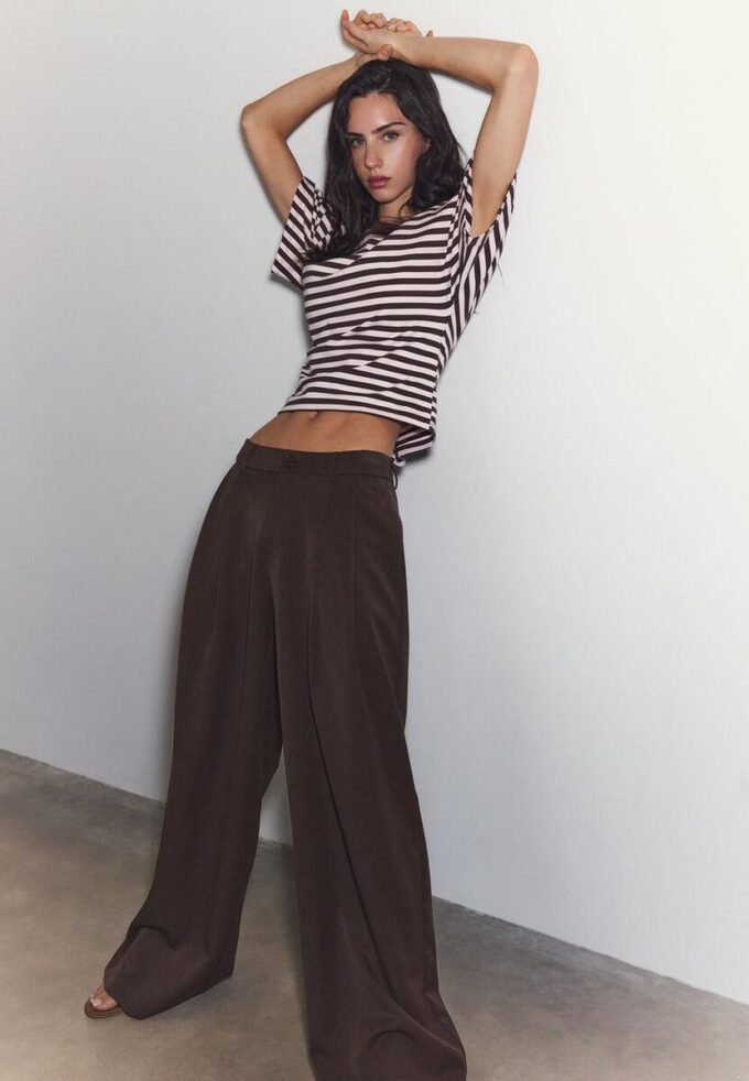 Pantaloni sartoriali Wide Leg con pinces Pantaloni sartoriali Wide Leg con pinces