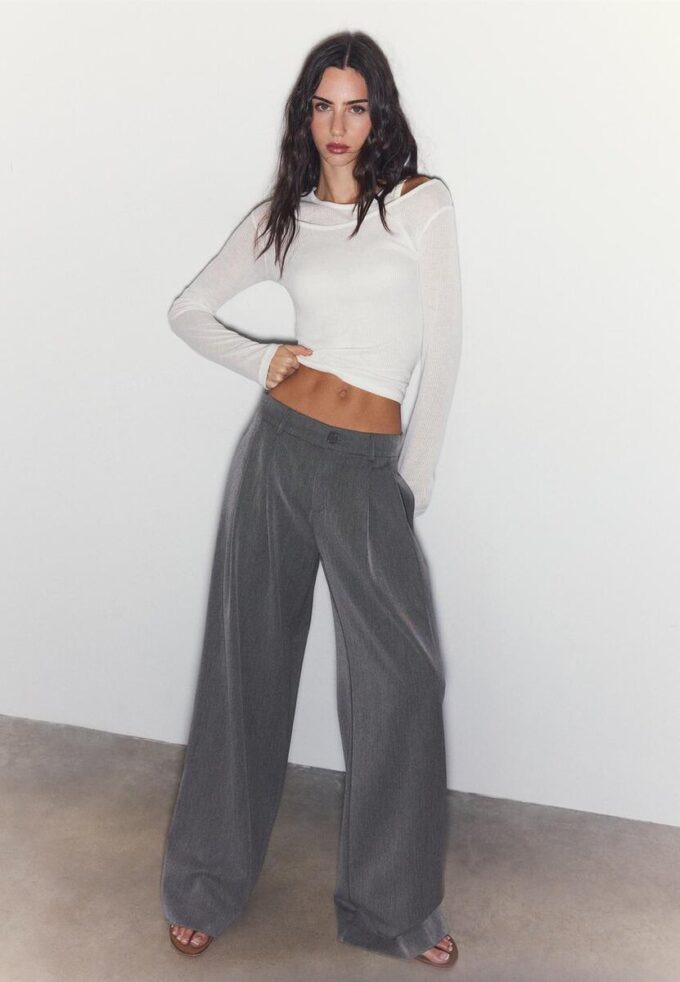 Pantaloni sartoriali Wide Leg con pinces Pantaloni sartoriali Wide Leg con pinces