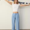 Pantaloni Wide Leg con dettaglio fibbia Pantaloni Wide Leg con dettaglio fibbia