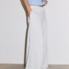 Pantaloni Wide Leg in tessuto felpato con bordino Pantaloni Wide Leg in tessuto felpato con bordino