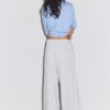 Pantaloni Wide Leg in tessuto felpato con bordino Pantaloni Wide Leg in tessuto felpato con bordino