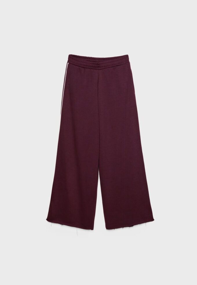 Pantaloni Wide Leg in tessuto felpato con bordino Pantaloni Wide Leg in tessuto felpato con bordino
