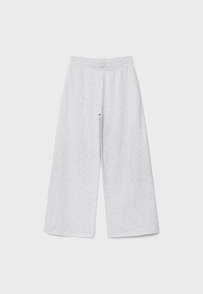 Pantaloni Wide Leg in tessuto felpato con bordino Pantaloni Wide Leg in tessuto felpato con bordino