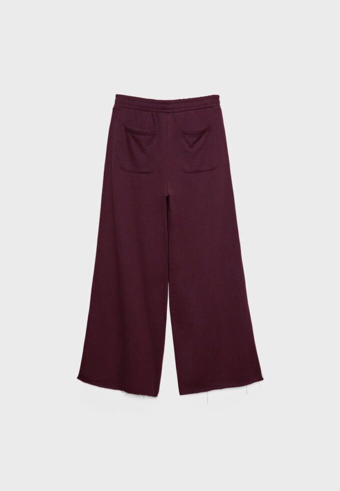 Pantaloni Wide Leg in tessuto felpato con bordino Pantaloni Wide Leg in tessuto felpato con bordino