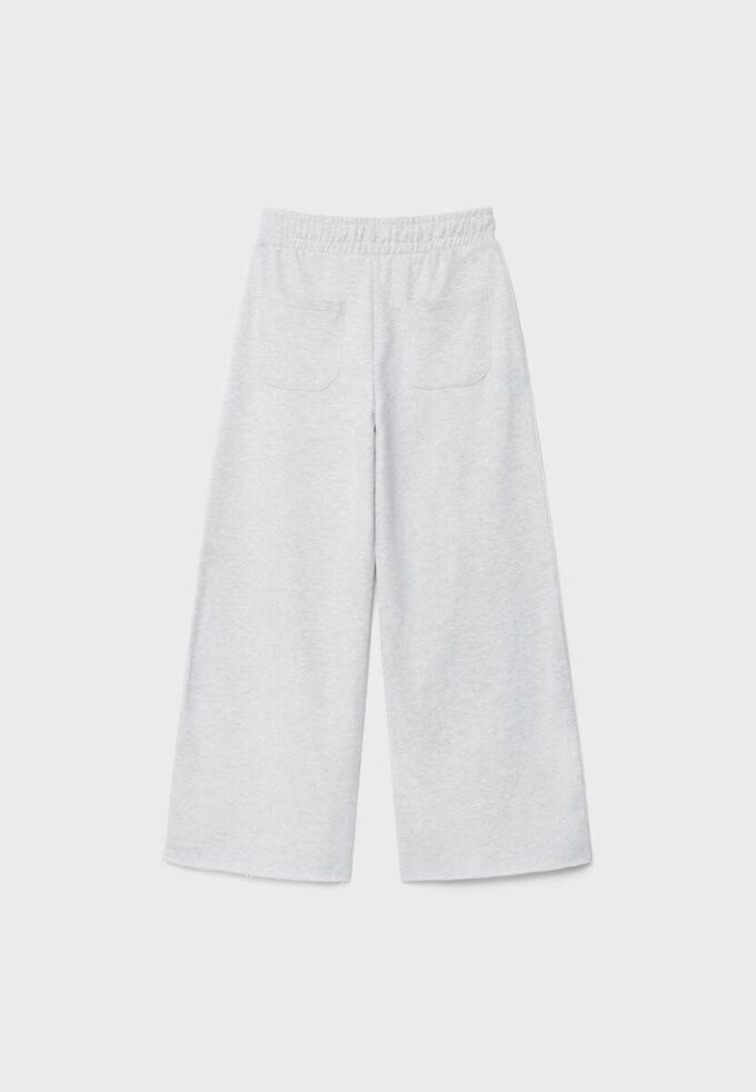 Pantaloni Wide Leg in tessuto felpato con bordino Pantaloni Wide Leg in tessuto felpato con bordino