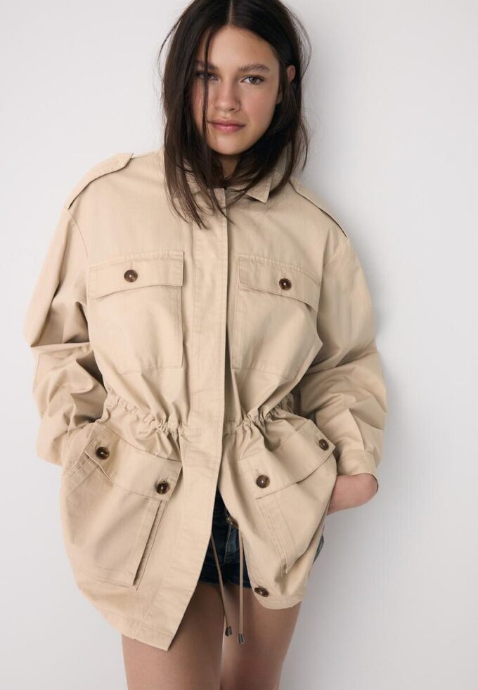 Parka in cotone con tasche