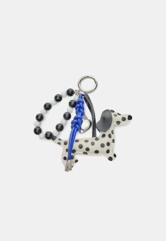 Portachiavi con ciondolo a forma di cane a pois