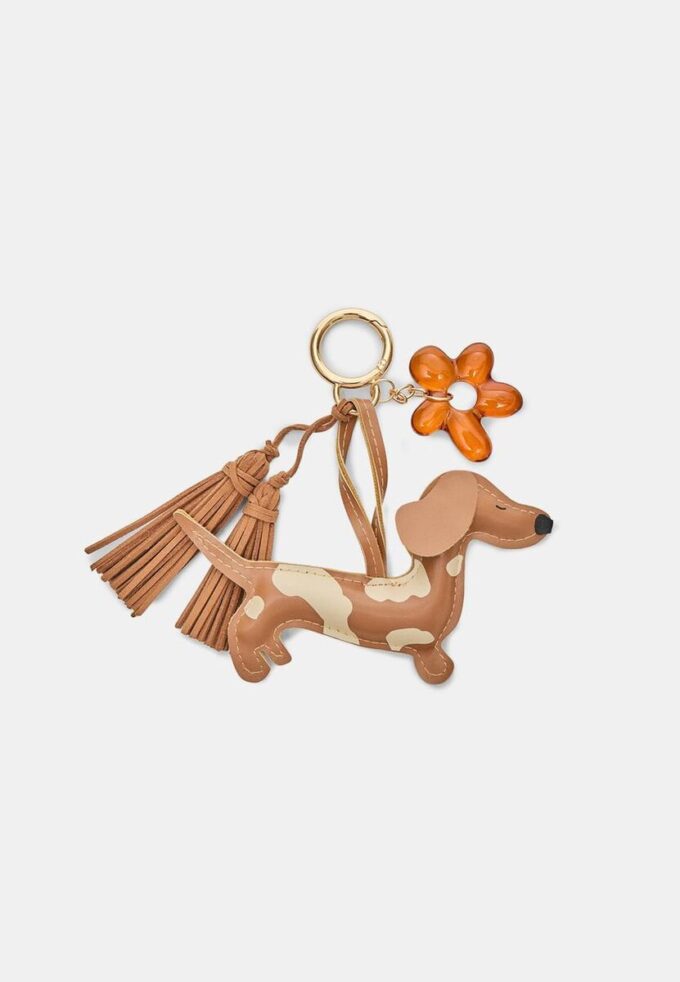 Portachiavi con ciondolo a forma di cane e fiore