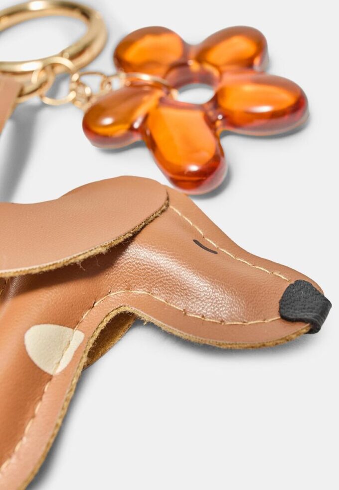 Portachiavi con ciondolo a forma di cane e fiore