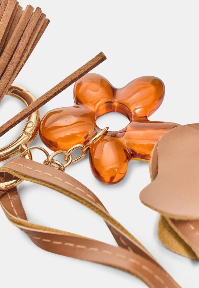 Portachiavi con ciondolo a forma di cane e fiore