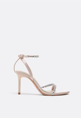 Sandali con tacco alto e dettagli in strass