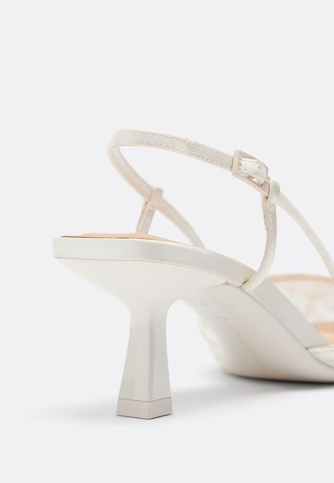 Scarpe col tacco basso in rete con strass