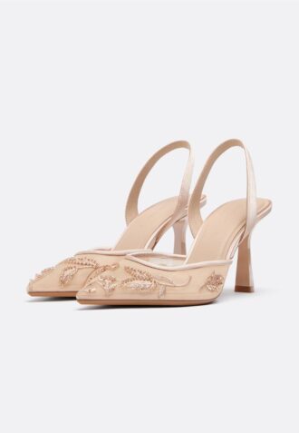 Scarpe col tacco in rete con strass