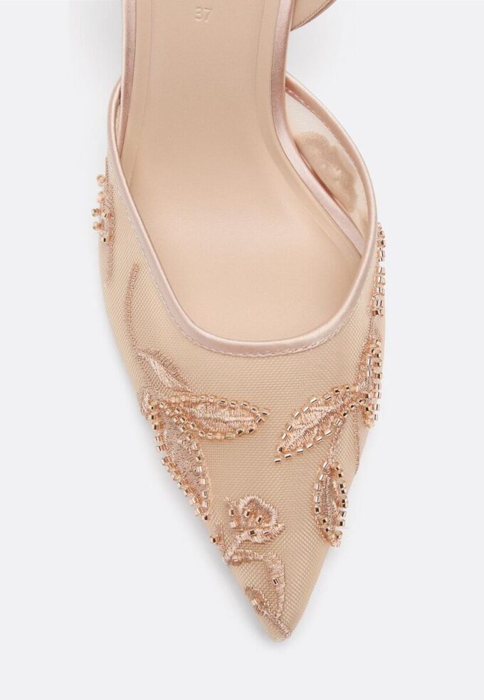 Scarpe col tacco in rete con strass