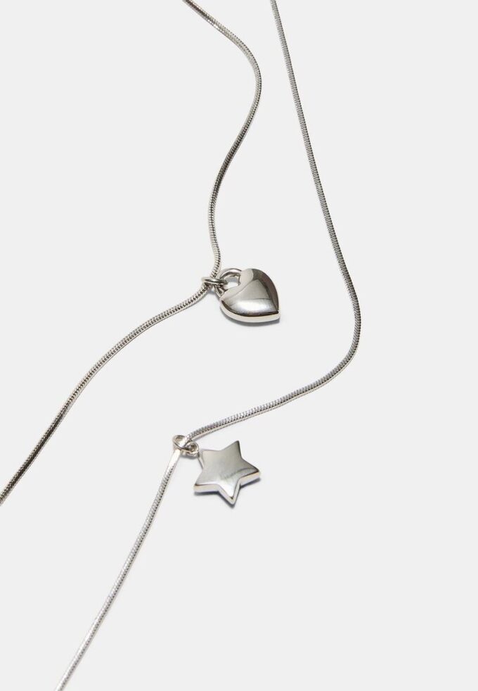 Set di 2 collane impermeabili a forma di stella e cuore