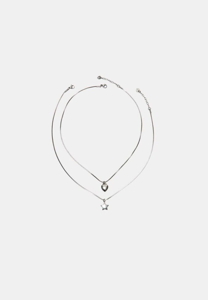 Set di 2 collane impermeabili a forma di stella e cuore