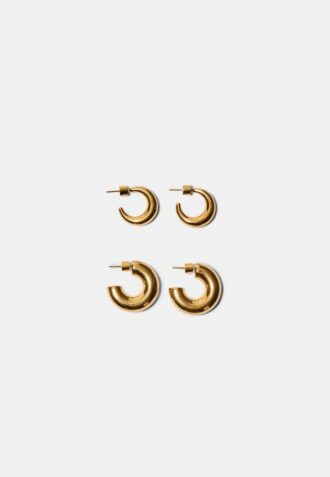 Set di 2 orecchini a cerchio spessi e impermeabili