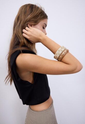 Set di 3 bracciali rigidi con borchie