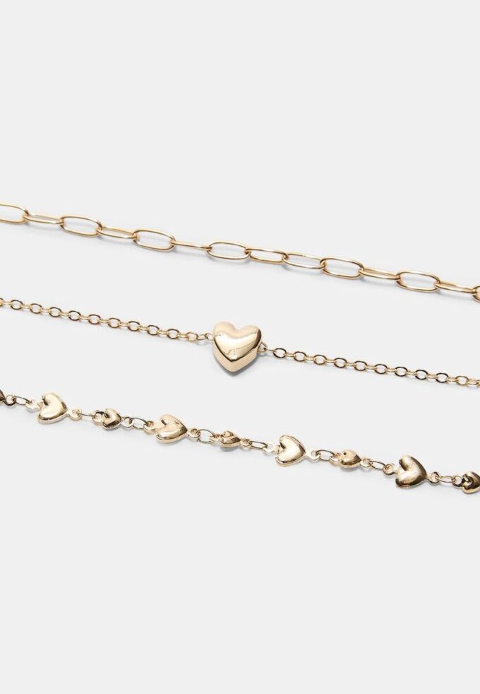 Set di 3 collane a cuore Lariat
