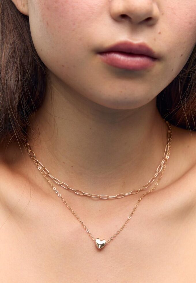 Set di 3 collane a cuore Lariat