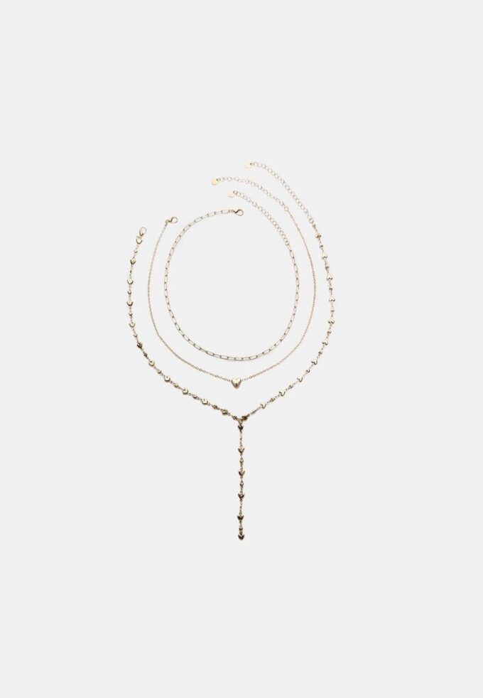 Set di 3 collane a cuore Lariat