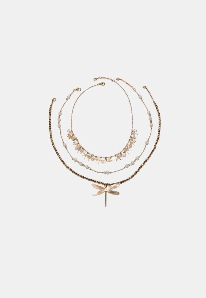 Set di 3 collane con libellula