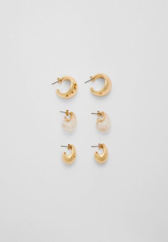 Set di 3 paia di mini orecchini voluminosi