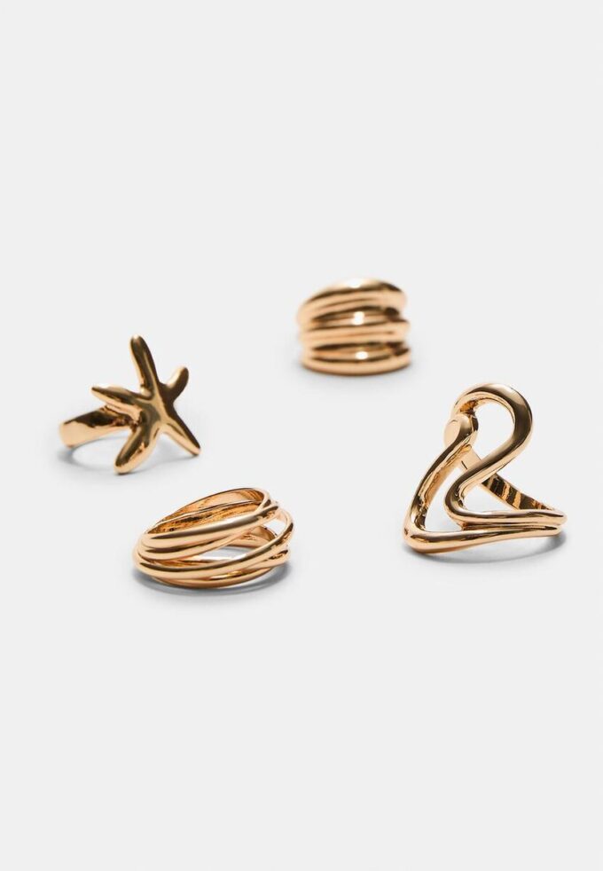Set di 4 anelli a forma di stella