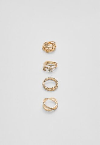 Set di 9 anelli a farfalla e strass