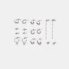 Set di 9 orecchini a cuore e a cerchio